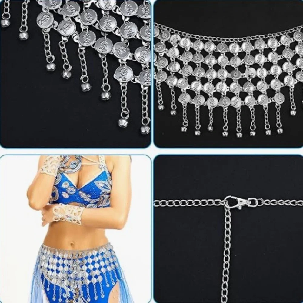 Coin Belly Dance Skirt Accessory Adjustable Silver